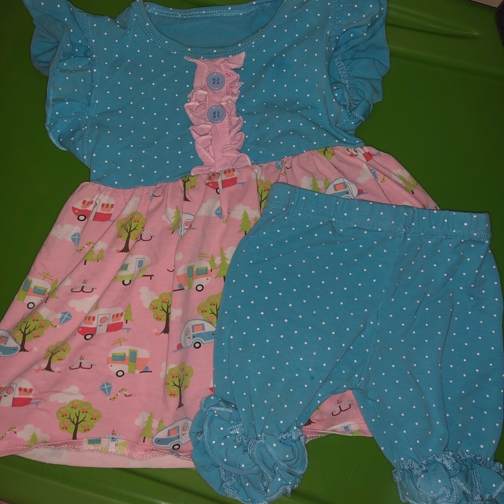Matching school top & shorts set toddler girl